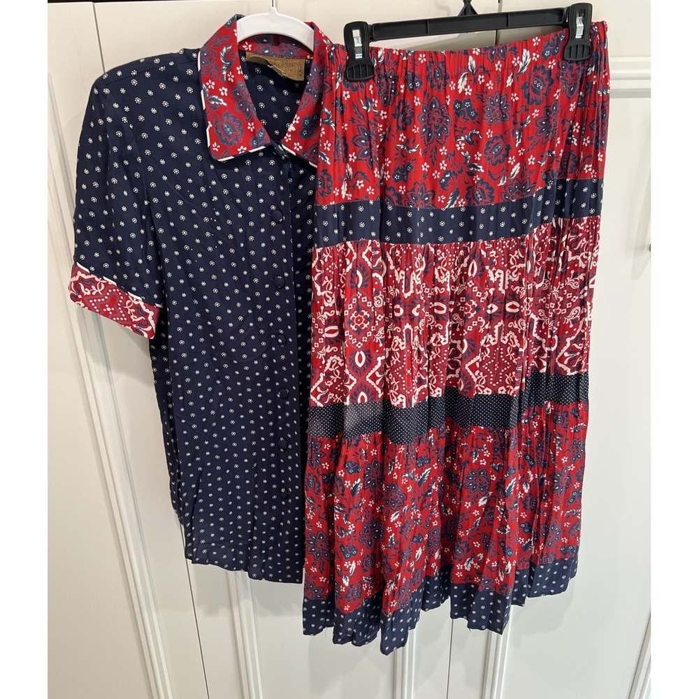 Vintage Lucia Lukken Broomsticks Skirt & Top Set Size Small  Cottagecore Prairie